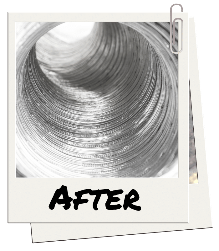 Clean dryer vent after professional cleaning — clear airflow